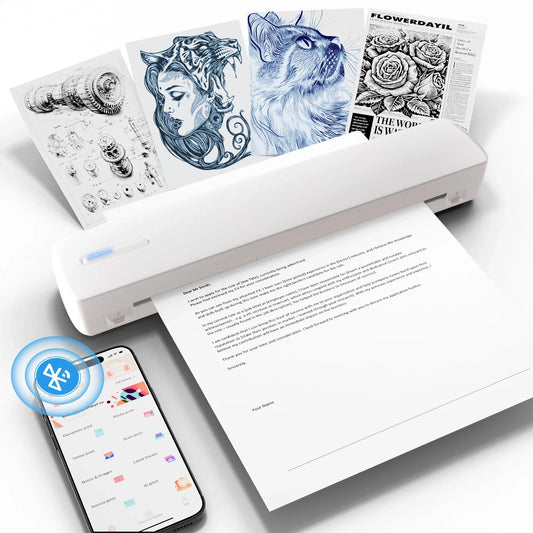 Thermal Printer Inkless Wireless A4 C80 300DPI 1500mAh BT Mobile Printing iOS/Android/Laptop
